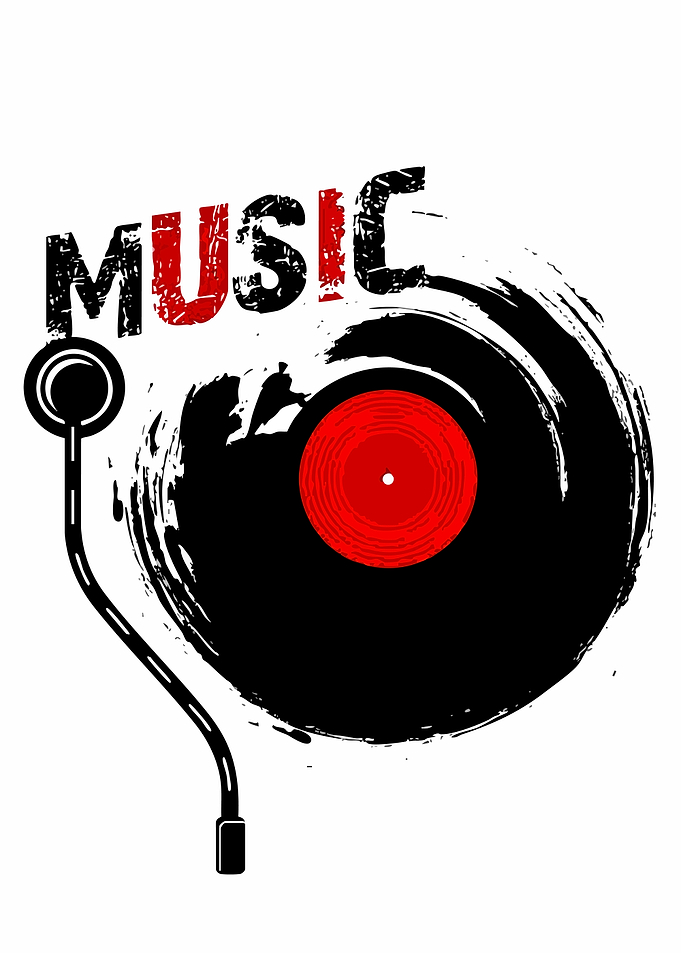 Music Vinyl Record with Headphones