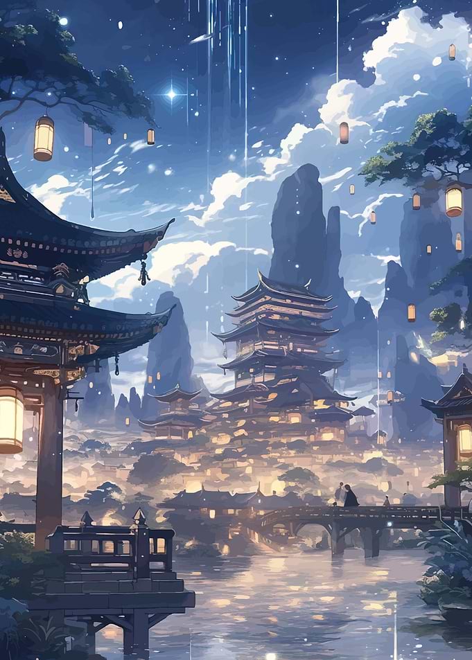 Enchanting Asian Cityscape at Night