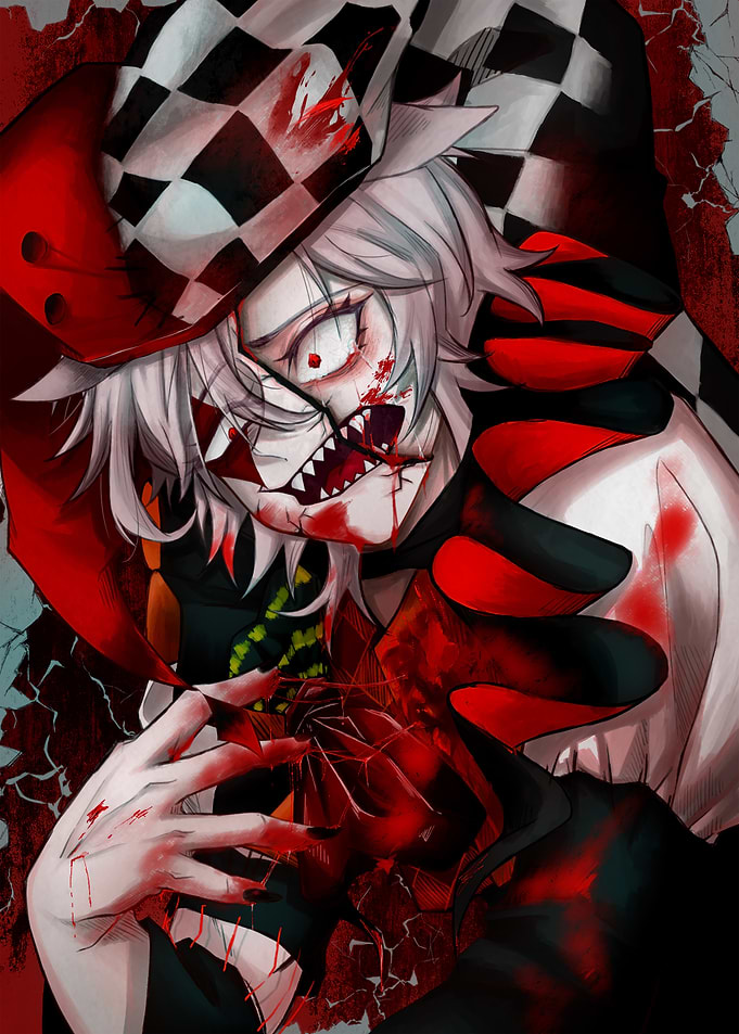 Bloody Jester with Cracked Face