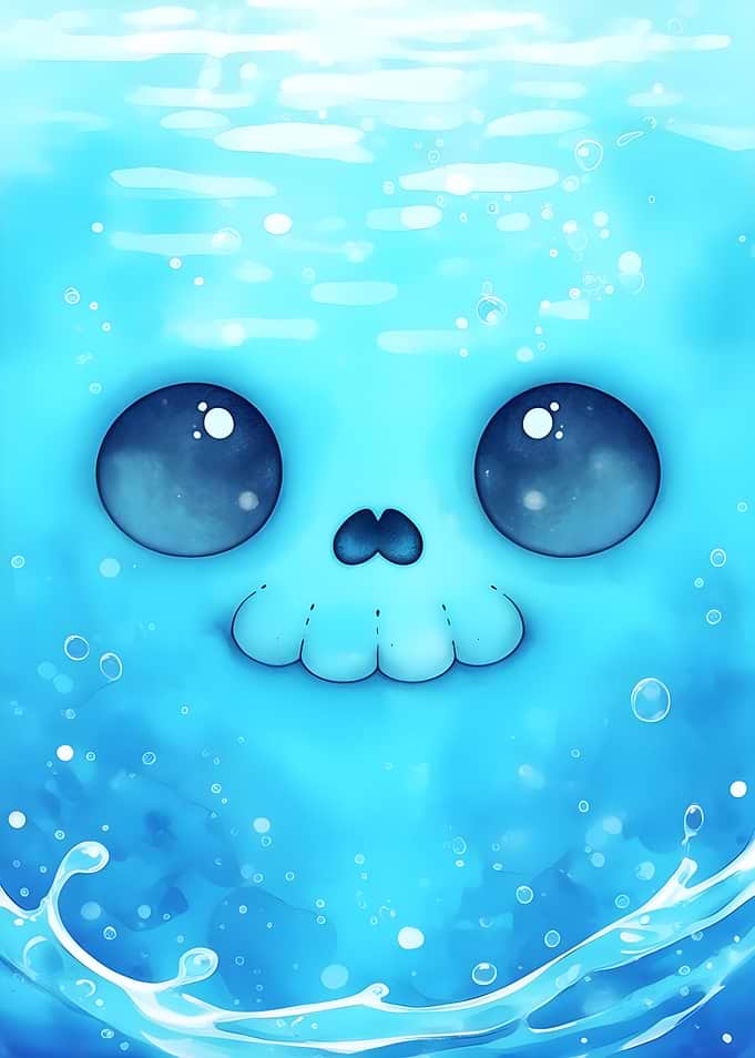 Cute Blue Water Skull Character