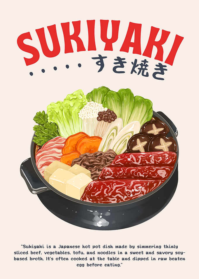 Sukiyaki Feast – Japanese Hot Pot Illustration