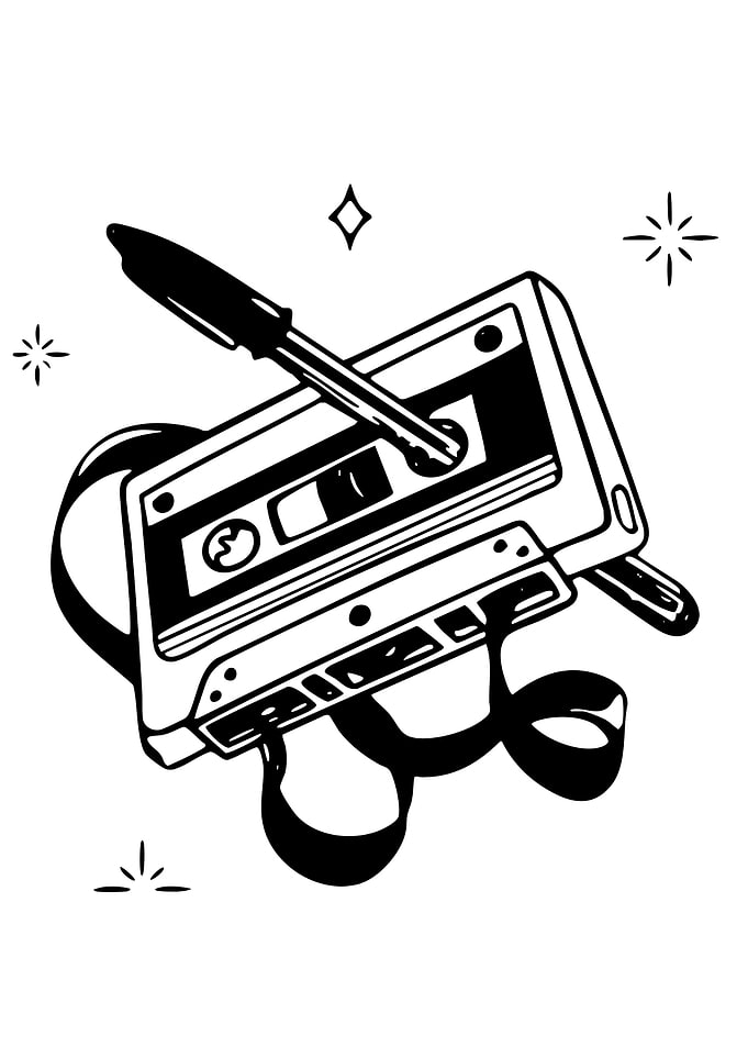 Retro Cassette Tape with Pen