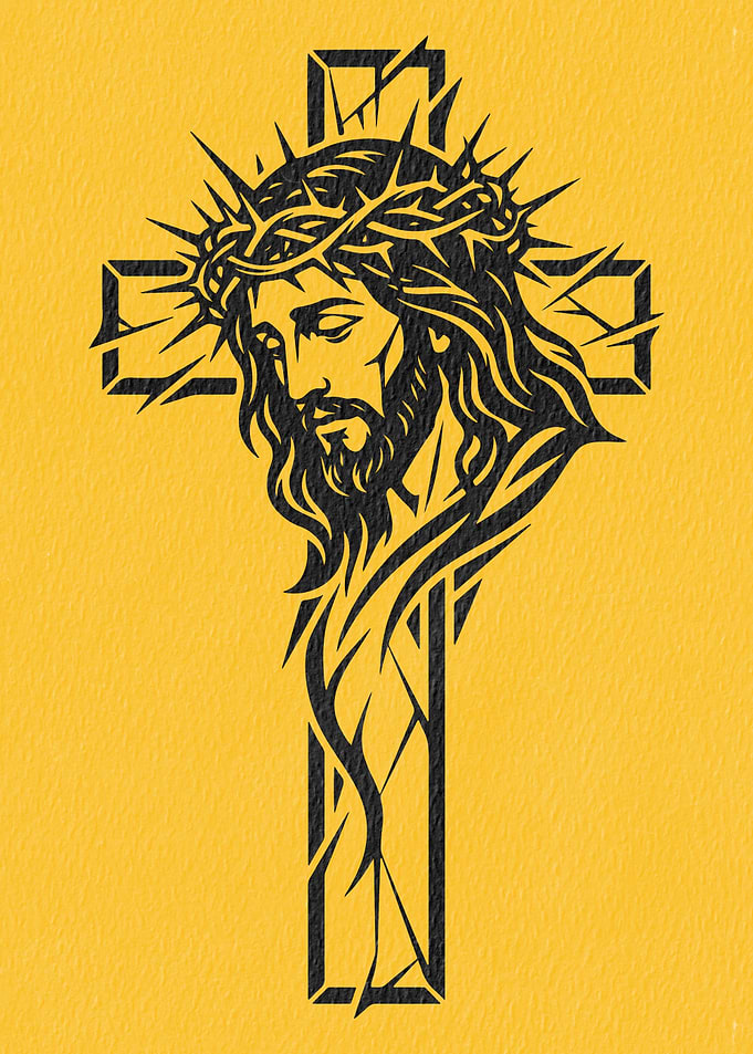 Sacred Crown of Thorns – Minimalist Jesus Christ Cross Artwork.