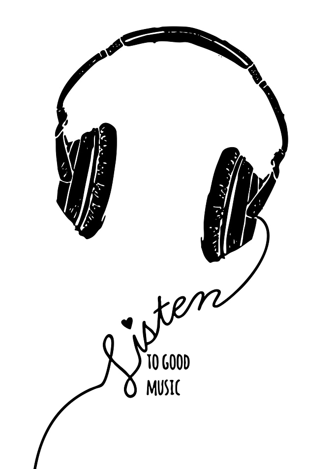 Headphones with Listen to Good Music text