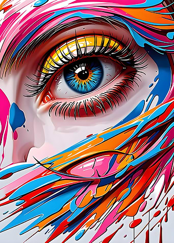 Vibrant Abstract Eye color splash Portrait