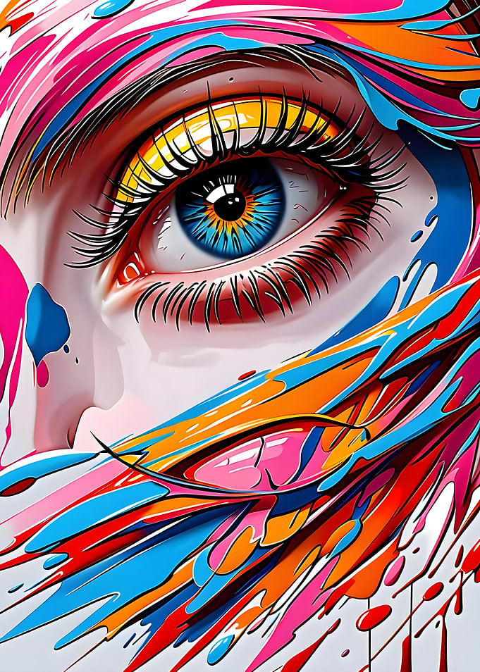 Vibrant Abstract Eye color splash Portrait