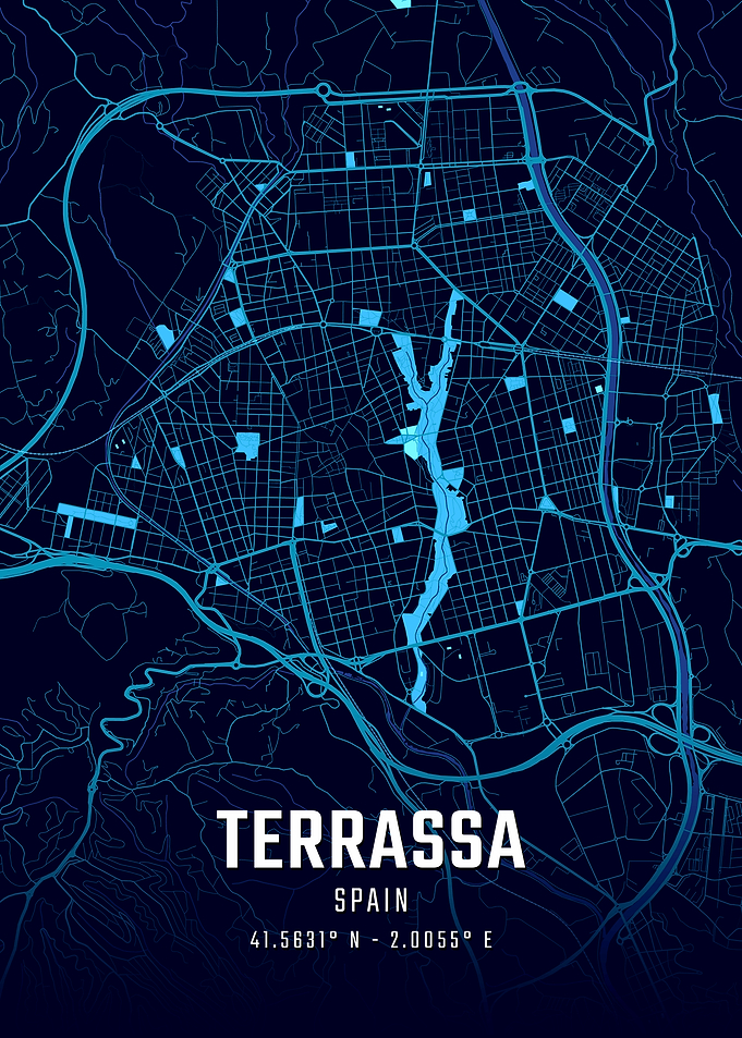 Terrassa Spain Midnight City Map