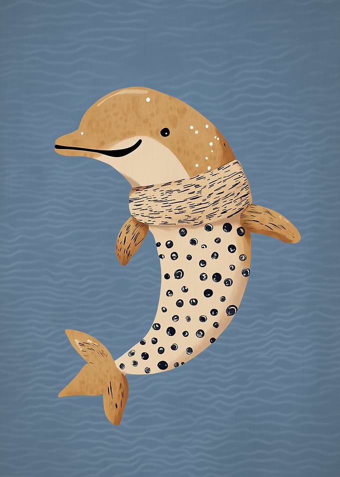 Cute Dolphin Wearing a Scarf