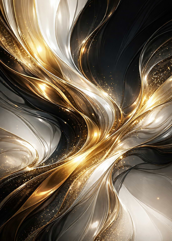Abstract Gold and Black Swirls