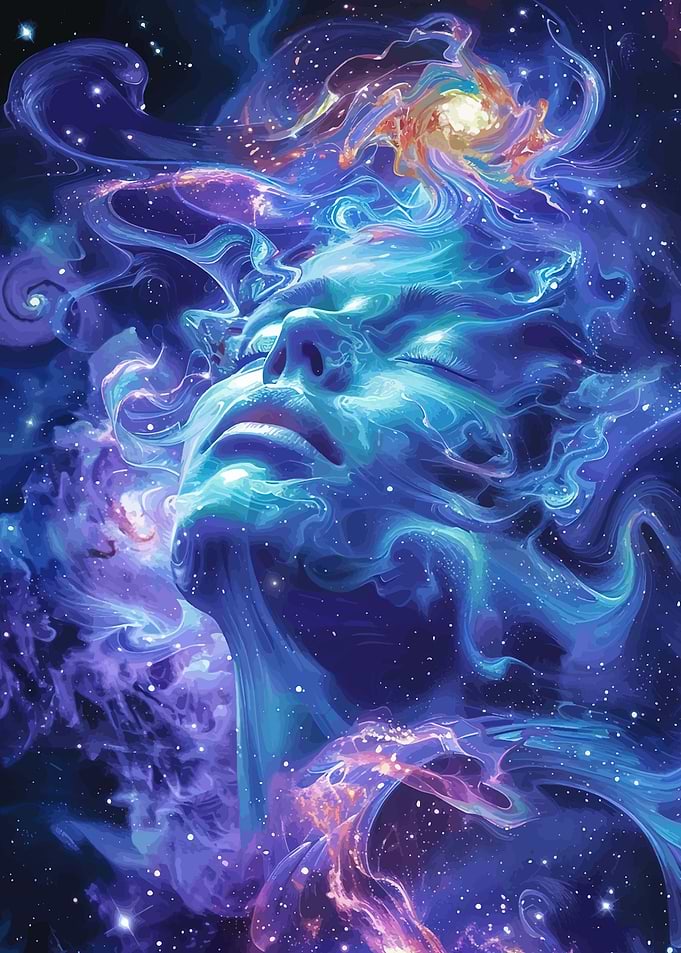 Cosmic Woman's Face in Nebula