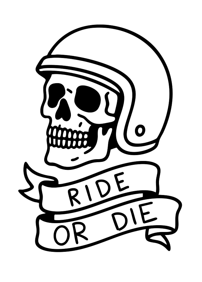 Skull with Helmet and Banner