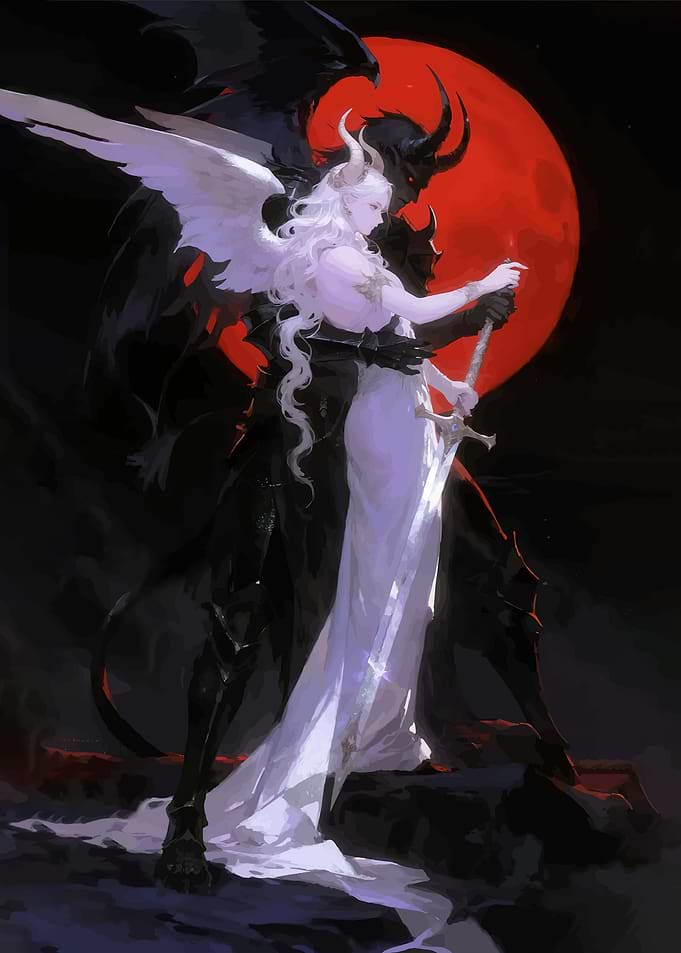 Angel and Demon Embrace