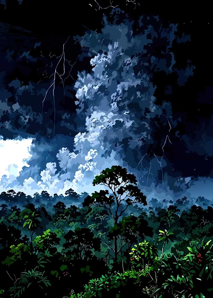 Stormy Jungle Landscape