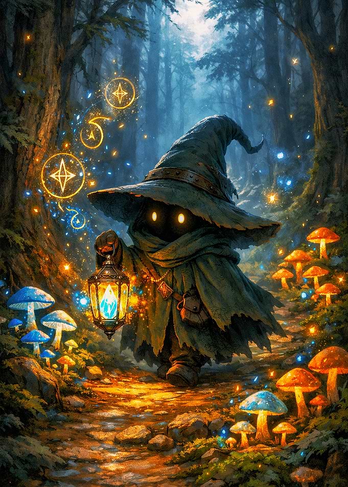 Fantasy Wizard in Enchanted Forest