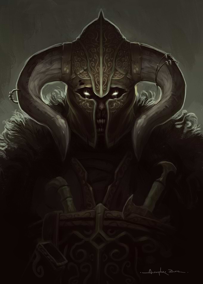 Dark Warrior with Horned Helmet