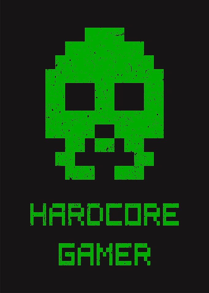 Hardcore Gamer Pixel Skull