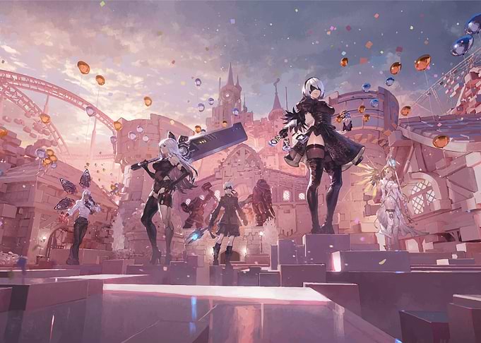 Nier Automata Characters in Festive Setting