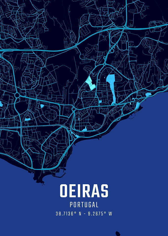 Oeiras Portugal Midnight City Map