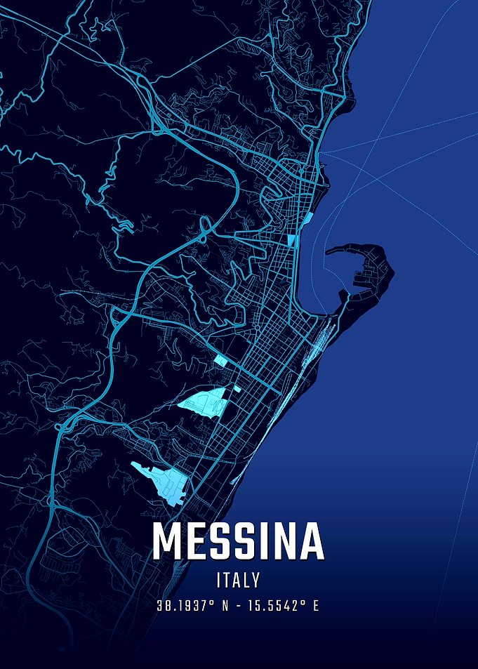 Messina Italy Midnight City Map