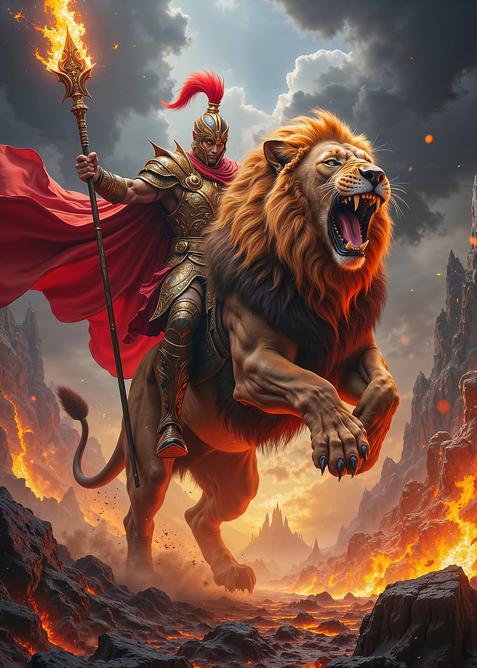 Golden Knight Riding a Lion
