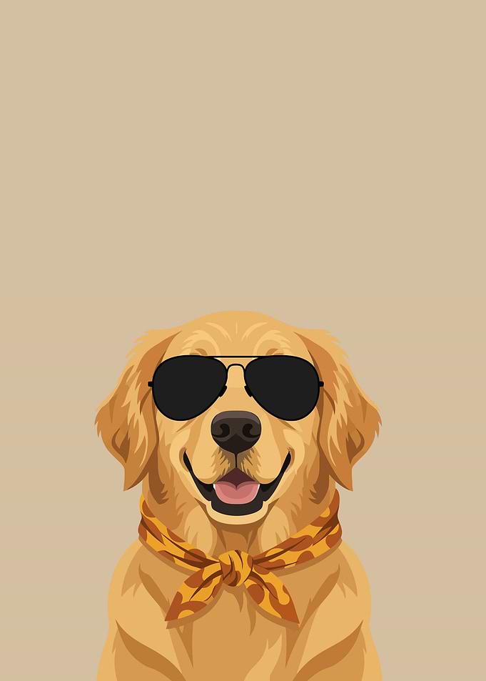 Cool Golden Retriever Dog with Sunglasses