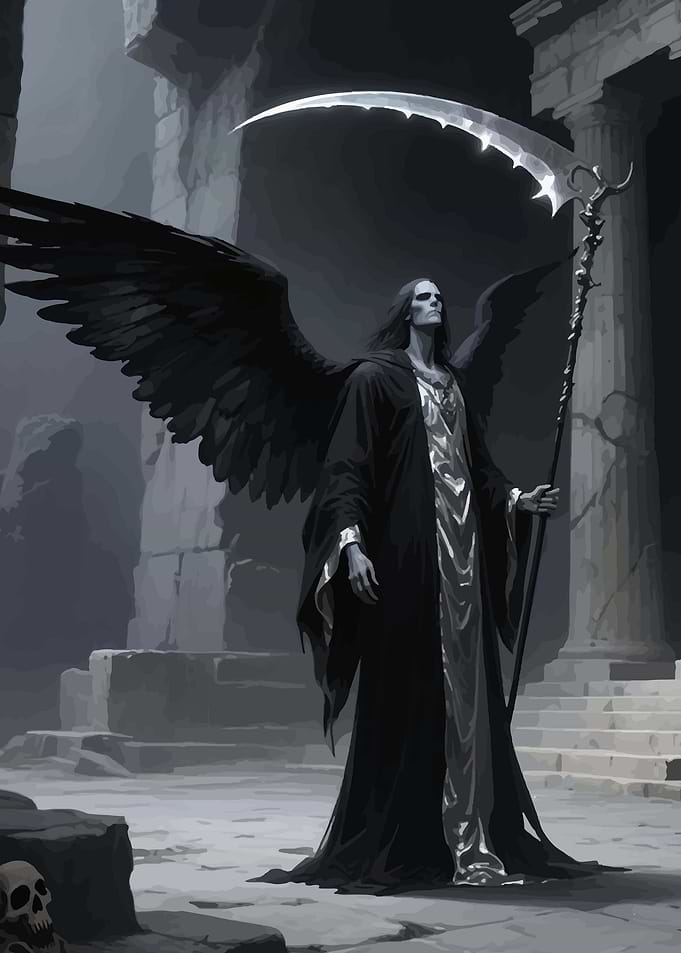 Grim Reaper with Scythe and Wings