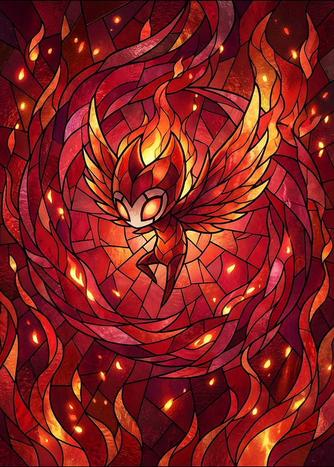 Fiery Stained Glass Phoenix