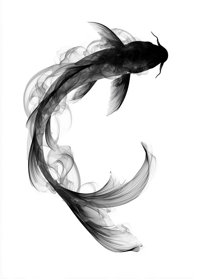 Black Koi Fish Smoke Art