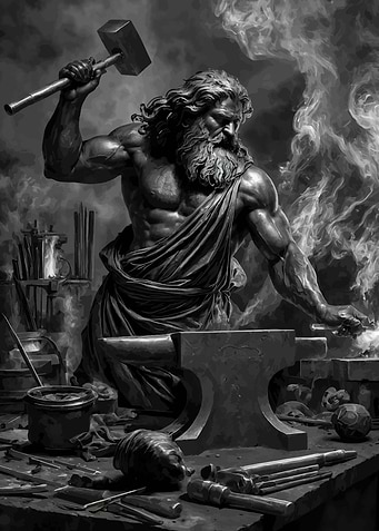 Blacksmith God Forging Metal