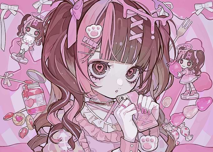 Cute Anime Girl with Pink Theme