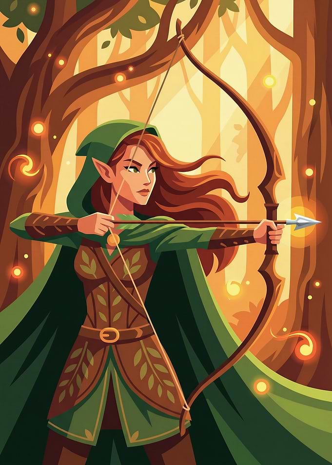 Pixel Art Elf Archer in Forest