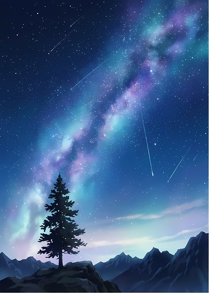 Starry Night Over Mountains