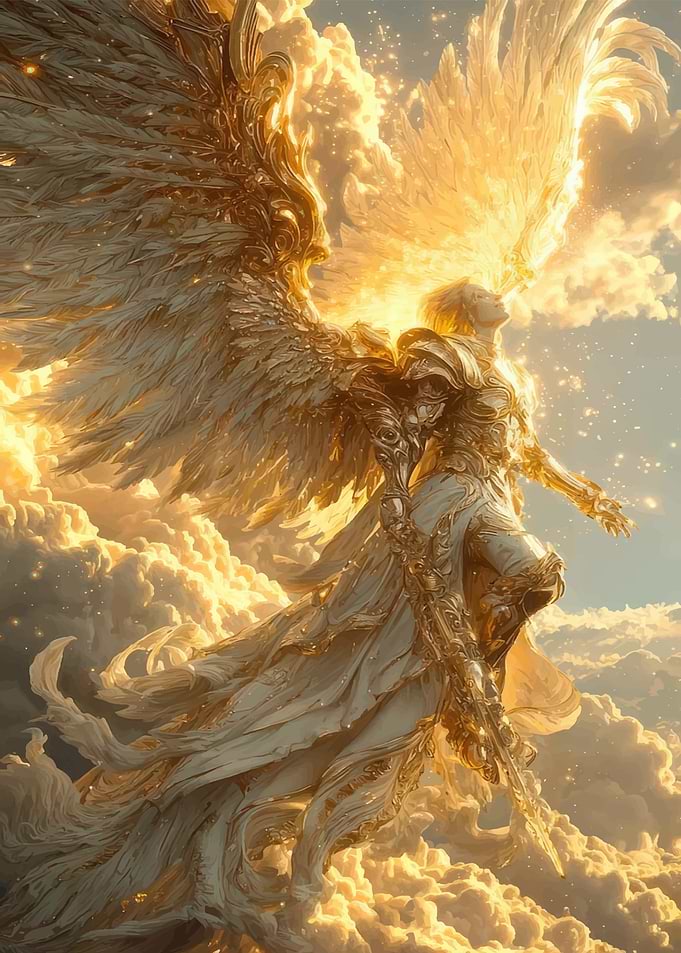 Golden Angel in Clouds