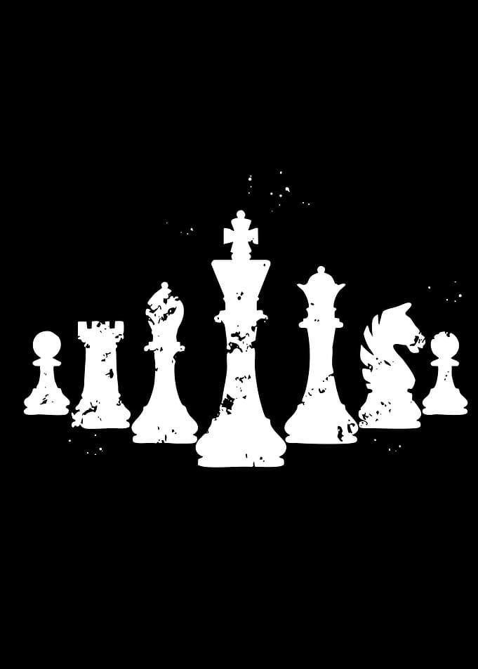 White Chess Pieces Silhouette