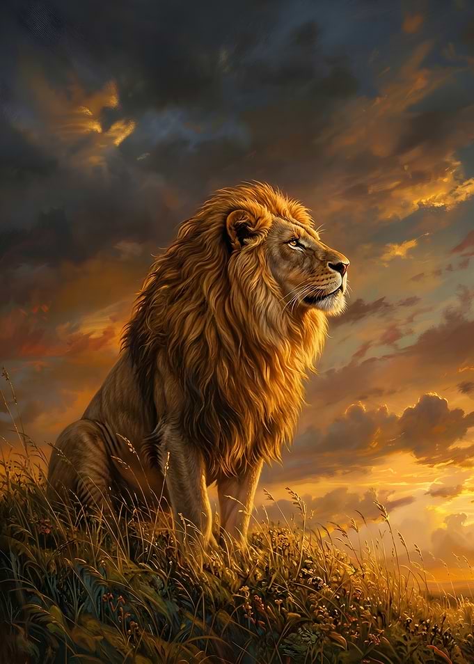 Majestic Lion at Sunset