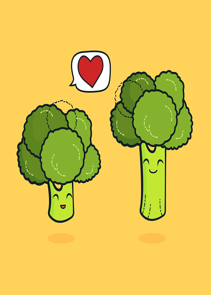 Cute Broccoli Couple with Heart