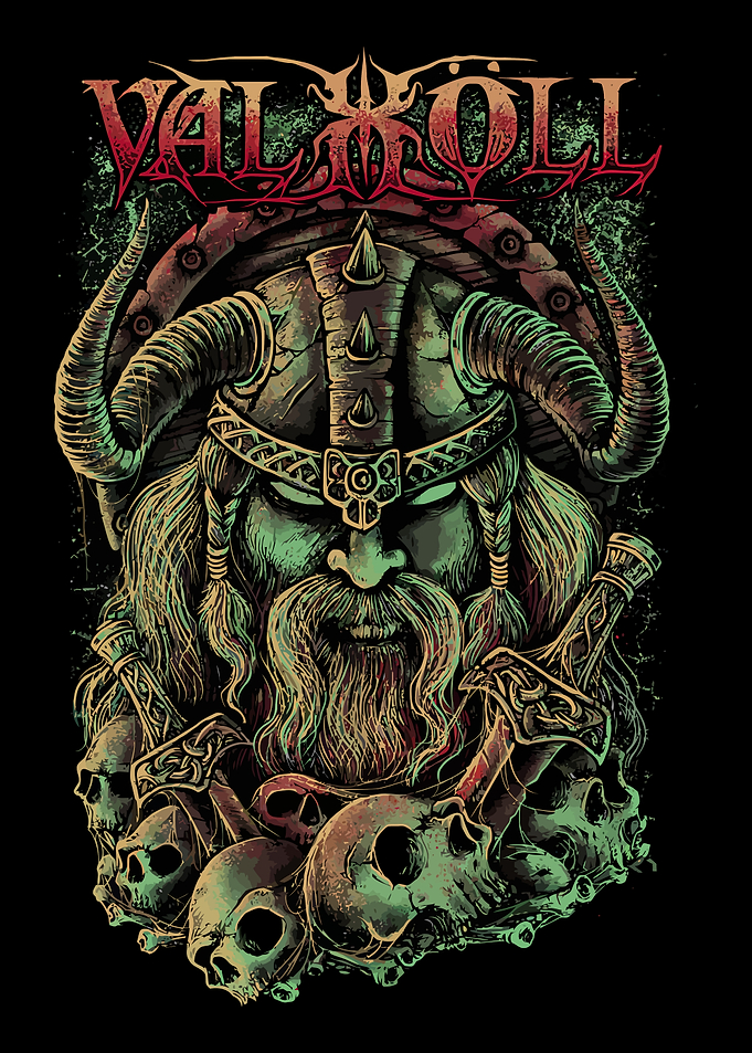 Viking Warrior with Skulls and Hammers