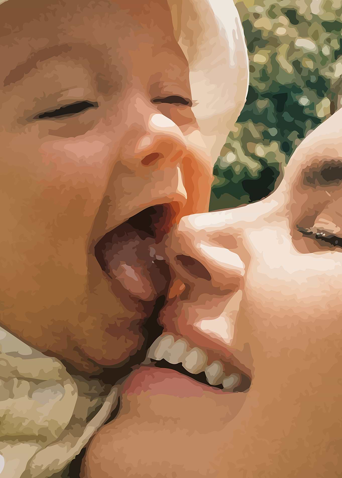 Mother and Child Kiss
