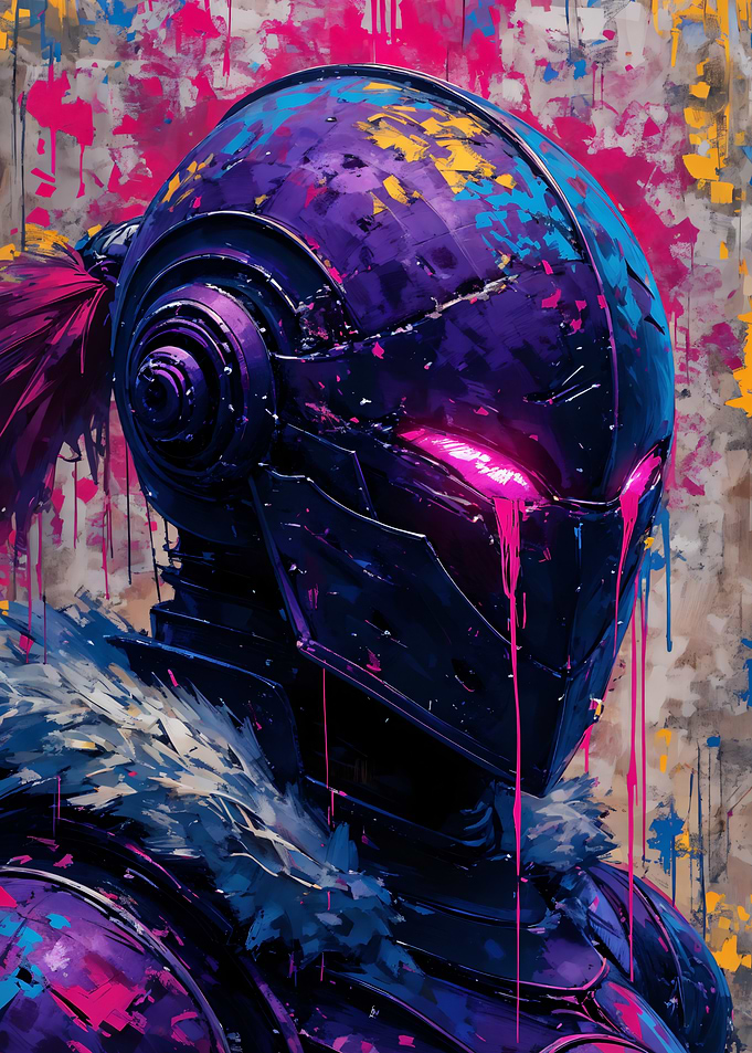 Cyberpunk Knight with Neon Eyes