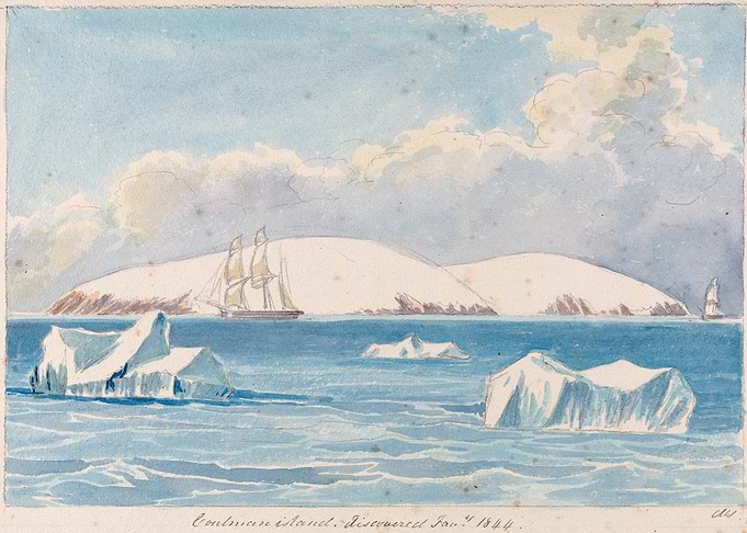 Sailing Ship near Antarctic Island