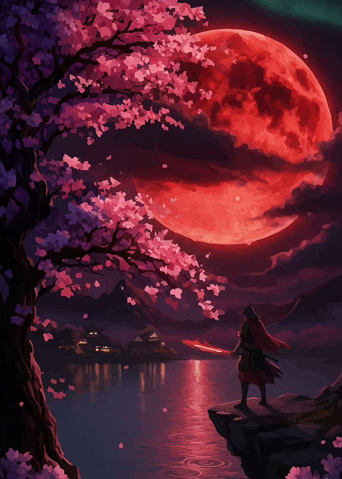Samurai Under a Blood Moon