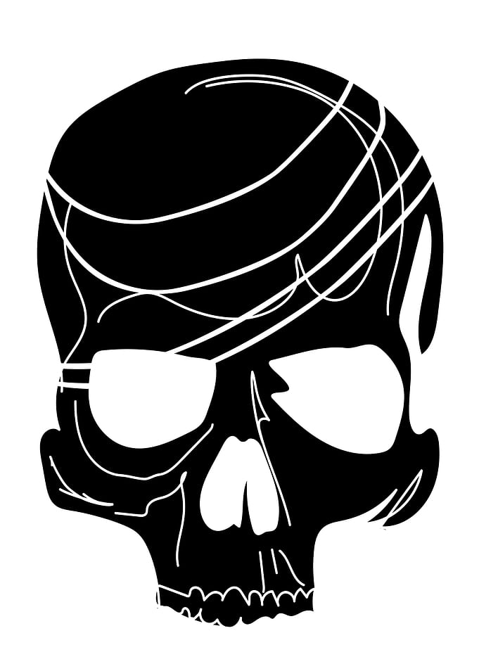 Black Skull with White Lines