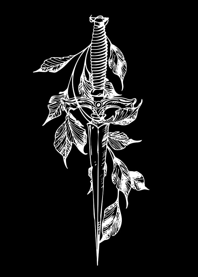 Dagger with Leaves Illustration