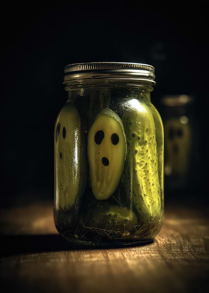 Ghost Face Pickles in a Jar