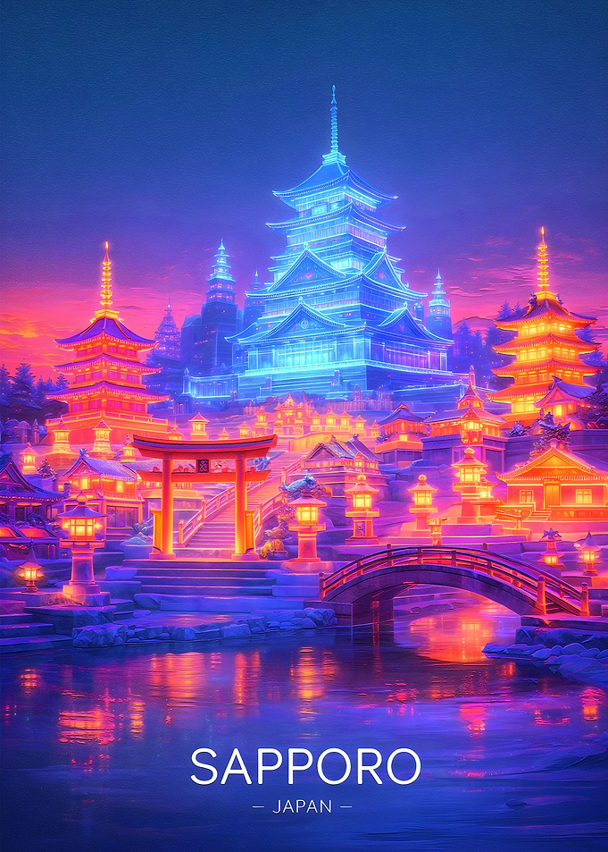 Neon Sapporo at Night