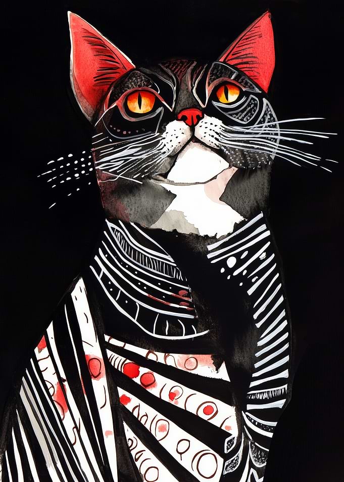 Artistic Black Cat Portrait