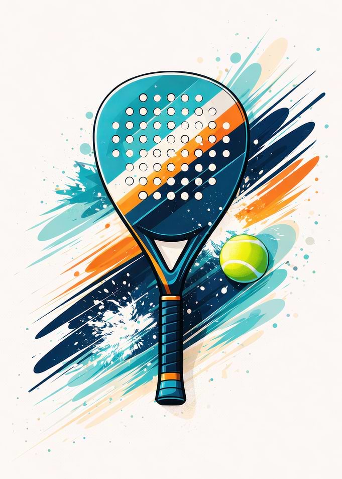 Padel Racket and Ball Art - Sports Illustration