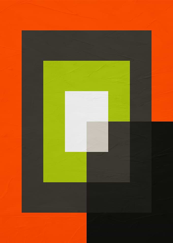 Geometric Abstract with Orange and Green