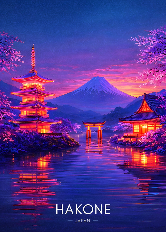 Hakone Japan Pagoda and Mt. Fuji