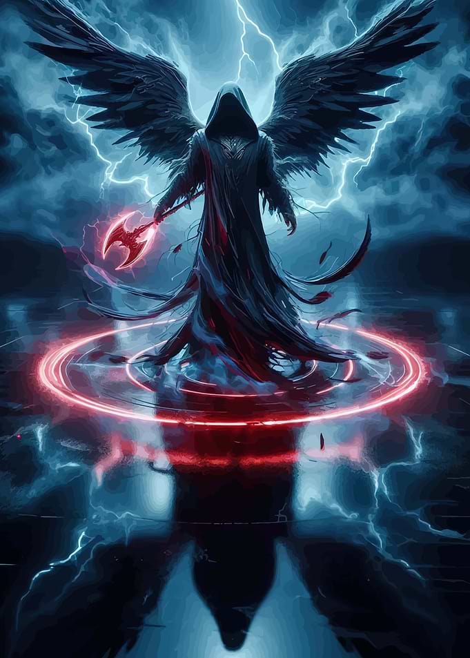 Dark Angel with Glowing Axe